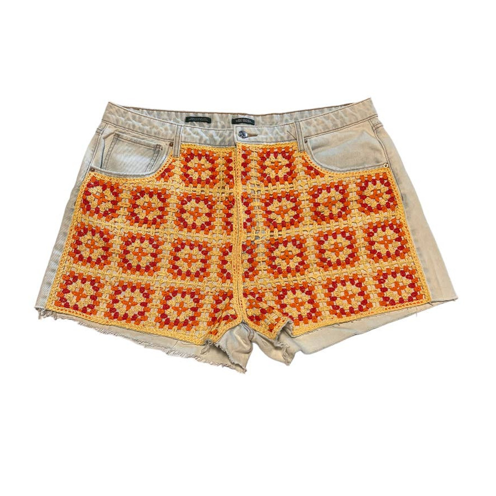 Wild Fable High Rise Cut Off Jean Shorts Crochet Front size 18 - Picture 2 of 11